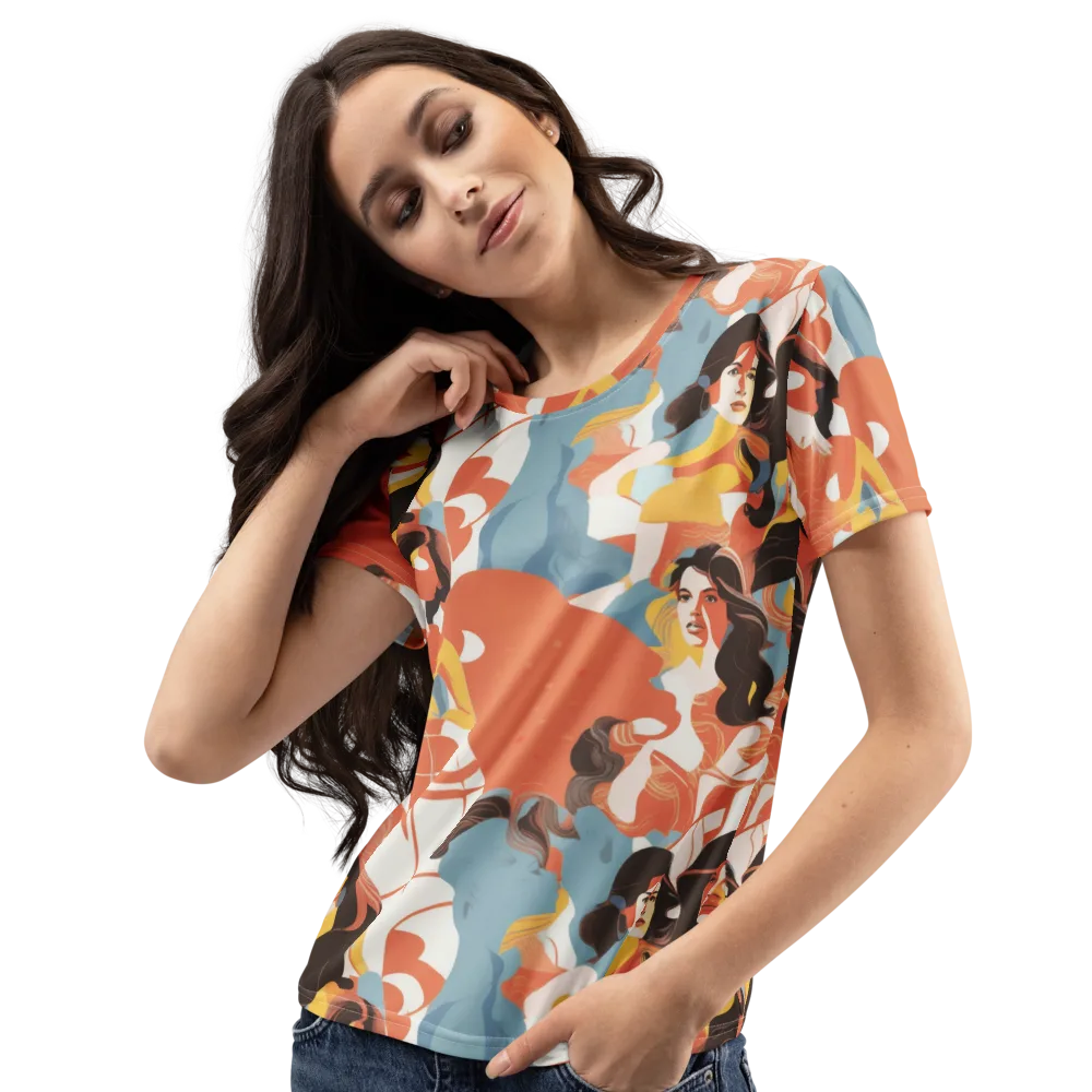 Coral Cabaret on Women's Crew Neck T-Shirt — Left Front