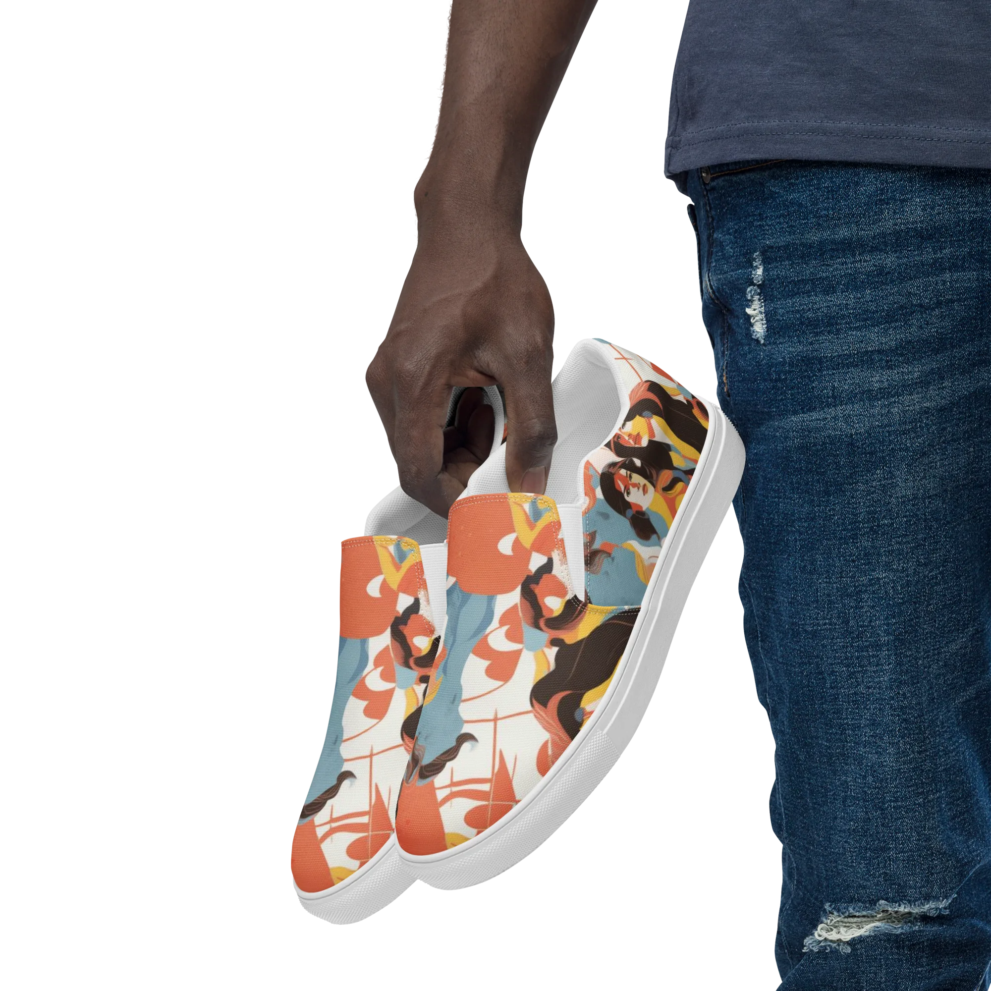 Coral Cabaret on Men's Slip-On Canvas Shoes — Left Front