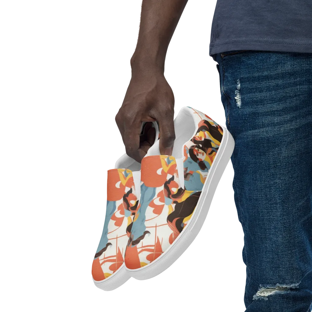 Coral Cabaret on Men's Slip-On Canvas Shoes — Left Front