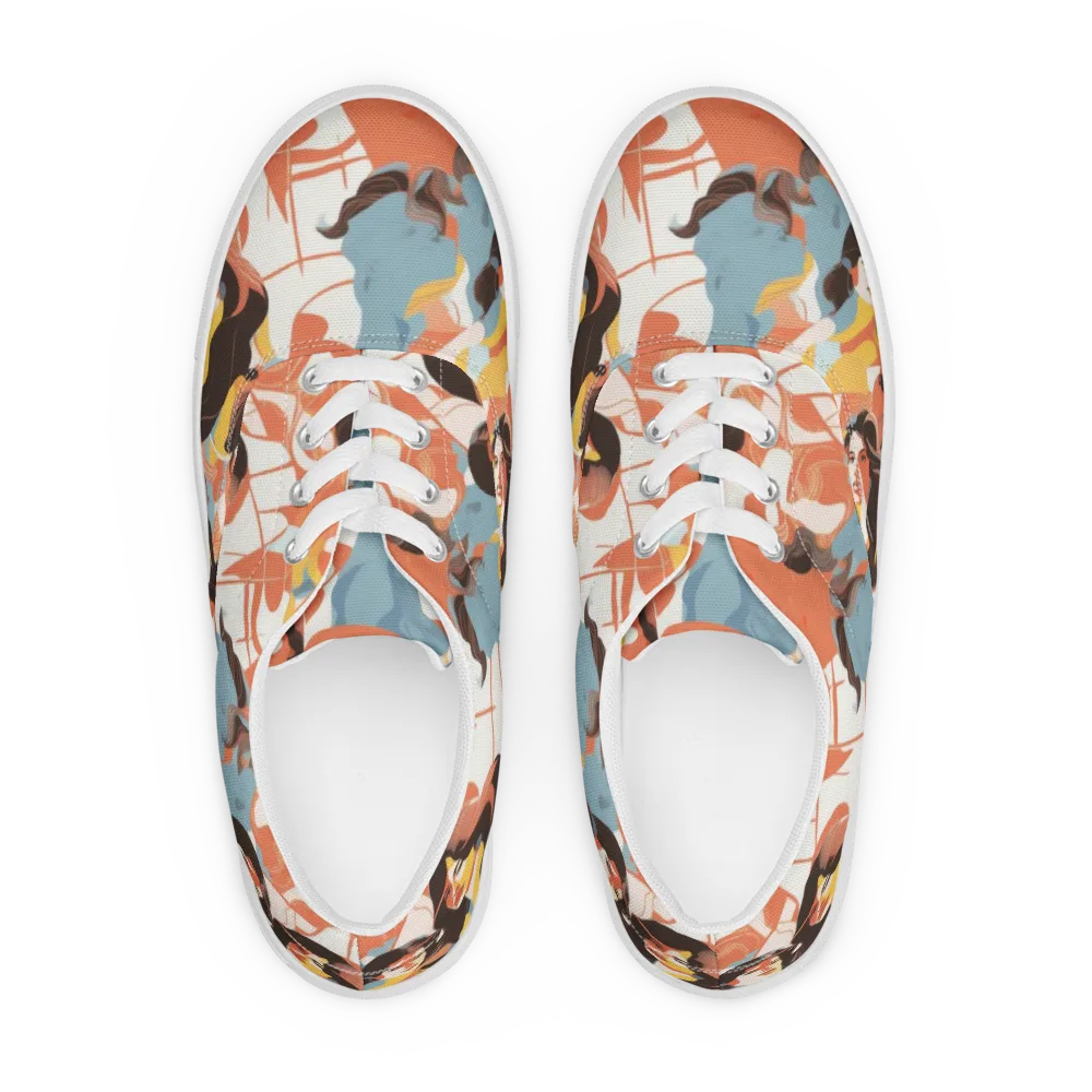 Coral Cabaret on Men's Lace-Up Canvas Shoes — Front