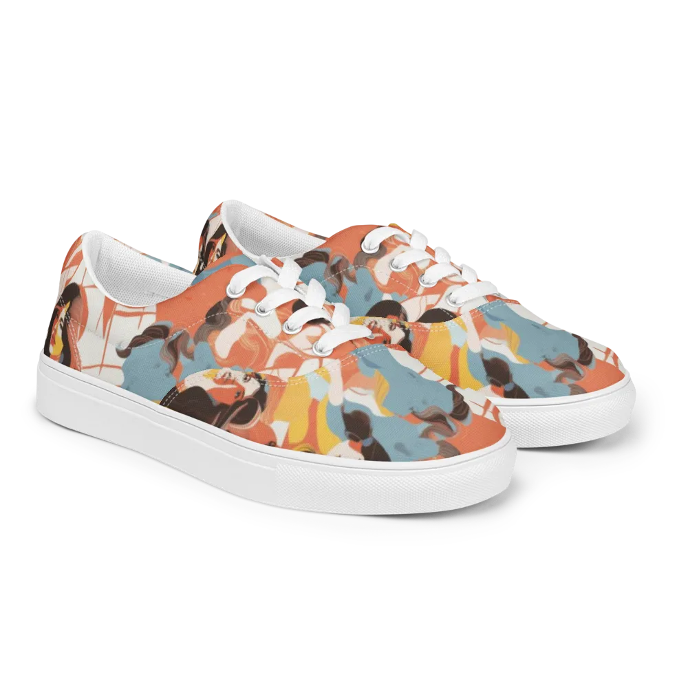Coral Cabaret on Men's Lace-Up Canvas Shoes — Right Front
