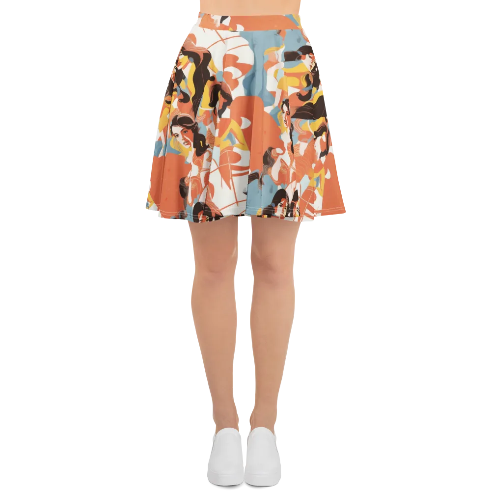 Coral Cabaret on Skater Skirt — Front