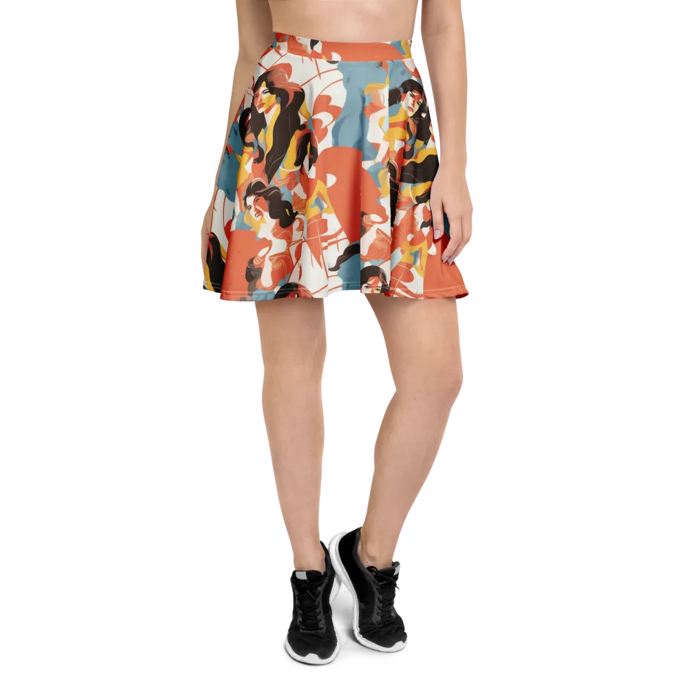 Coral Cabaret on Skater Skirt — Front