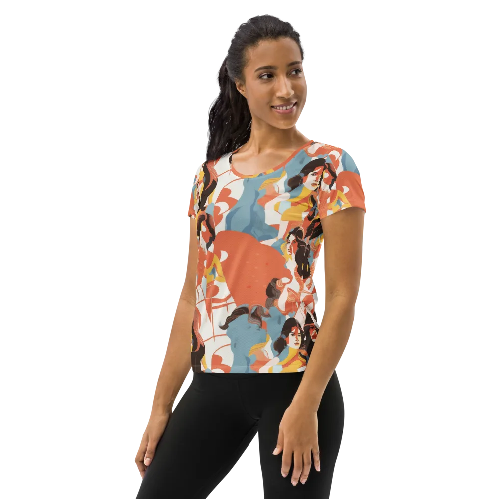 Coral Cabaret on Women's Athletic T-Shirt — Left