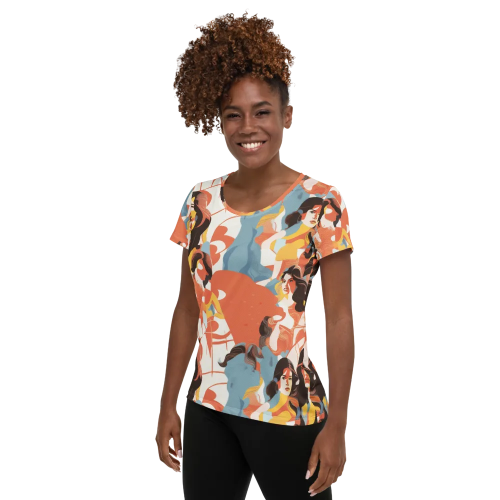 Coral Cabaret on Women's Athletic T-Shirt — Left