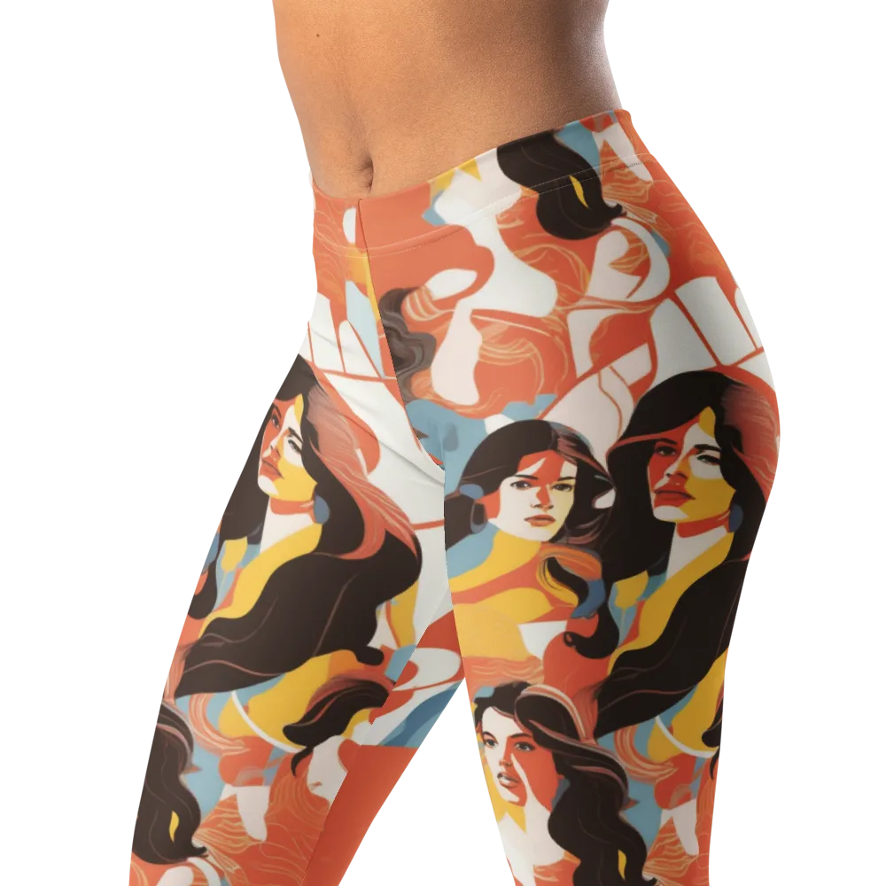 Coral Cabaret on Leggings — Left Front
