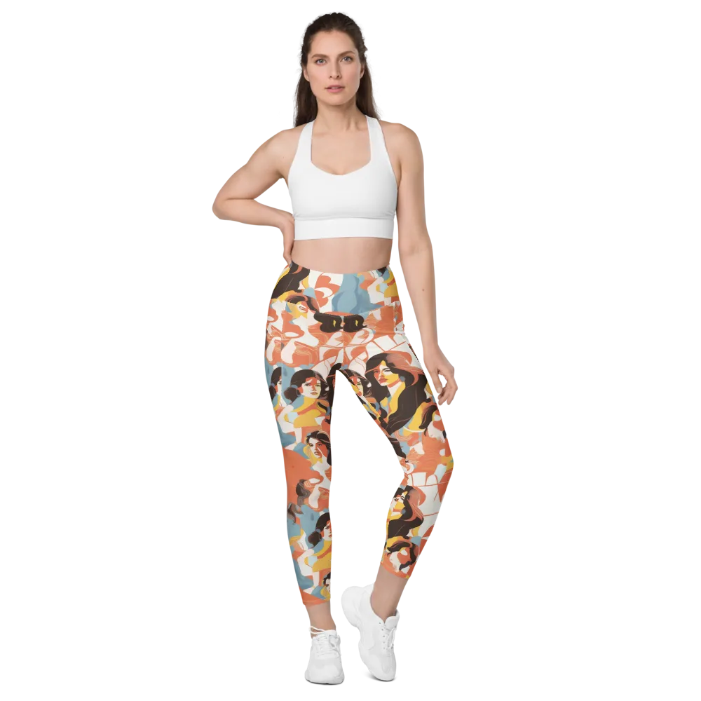 Coral Cabaret on Leggings with Pockets — Front