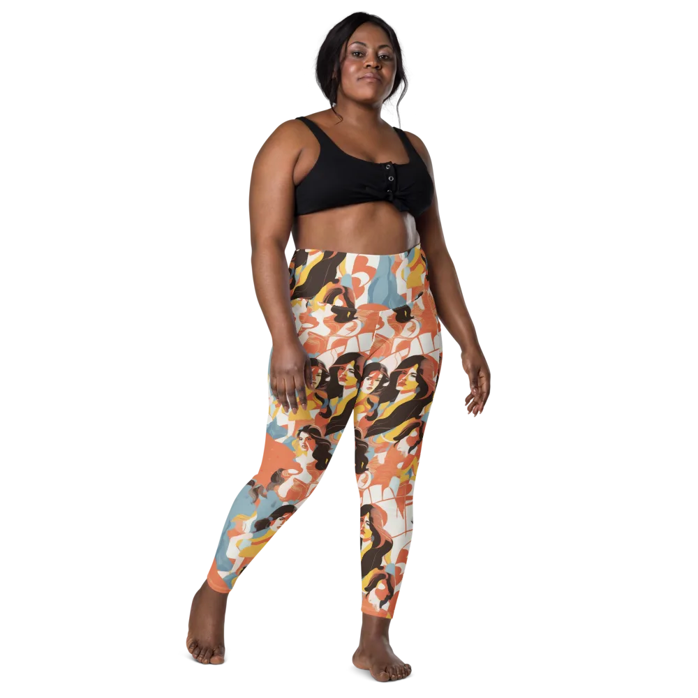 Coral Cabaret on Leggings with Pockets — Front