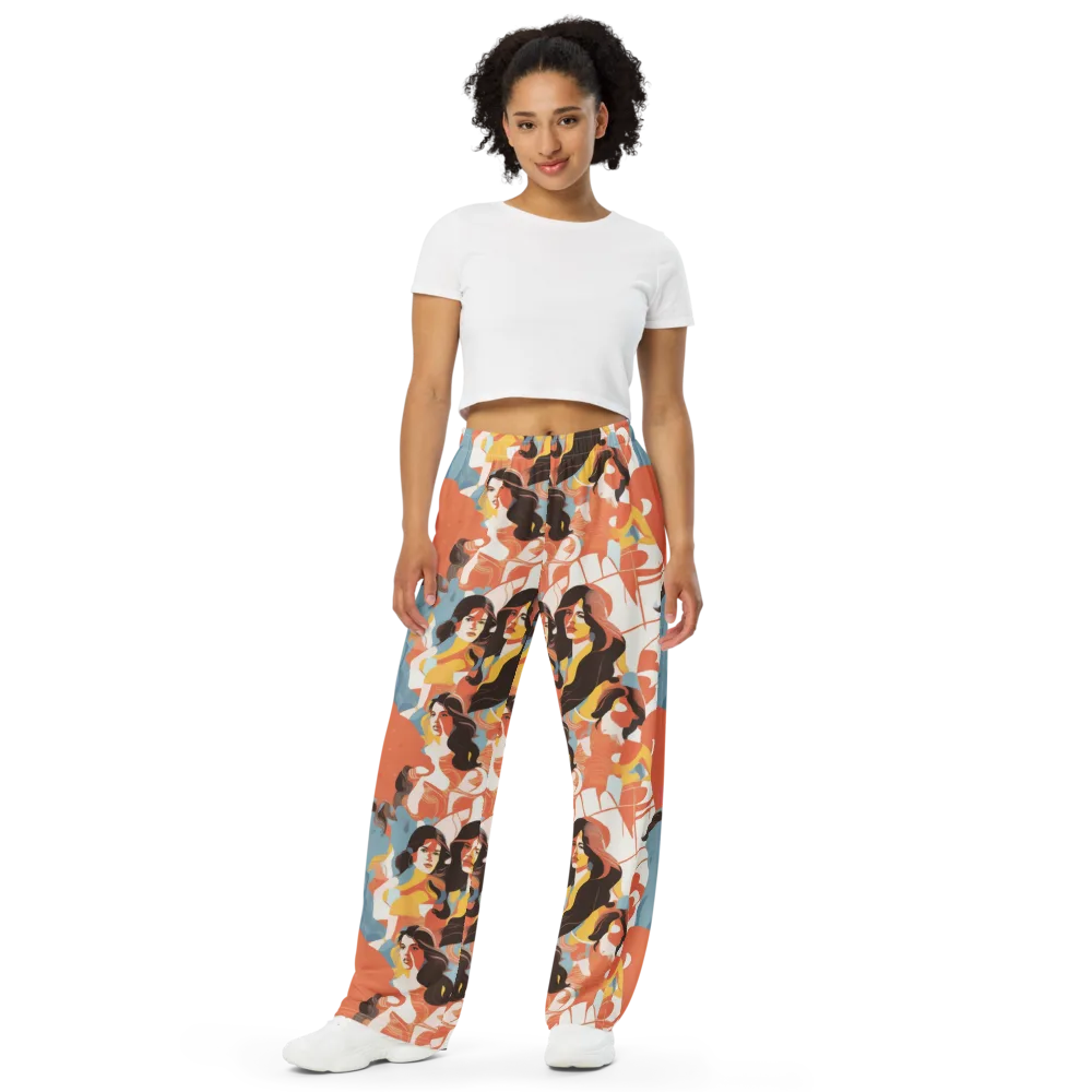Coral Cabaret on Wide-Leg Pants — Front
