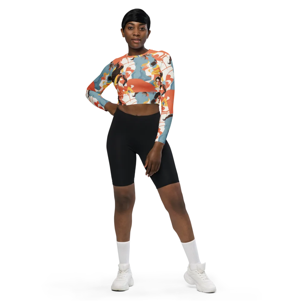 Coral Cabaret on Long Sleeve Crop Top — Front