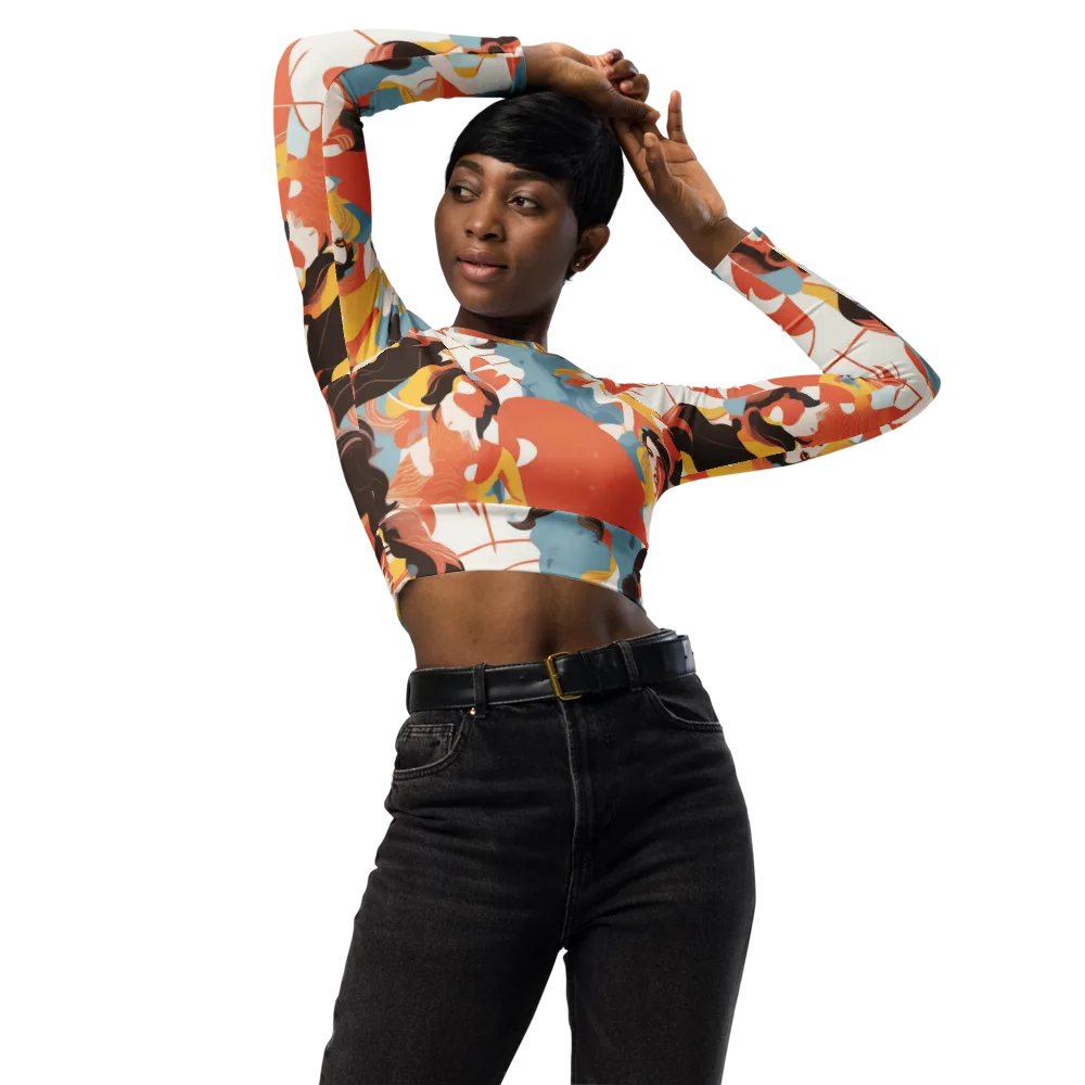 Coral Cabaret on Long Sleeve Crop Top — Front