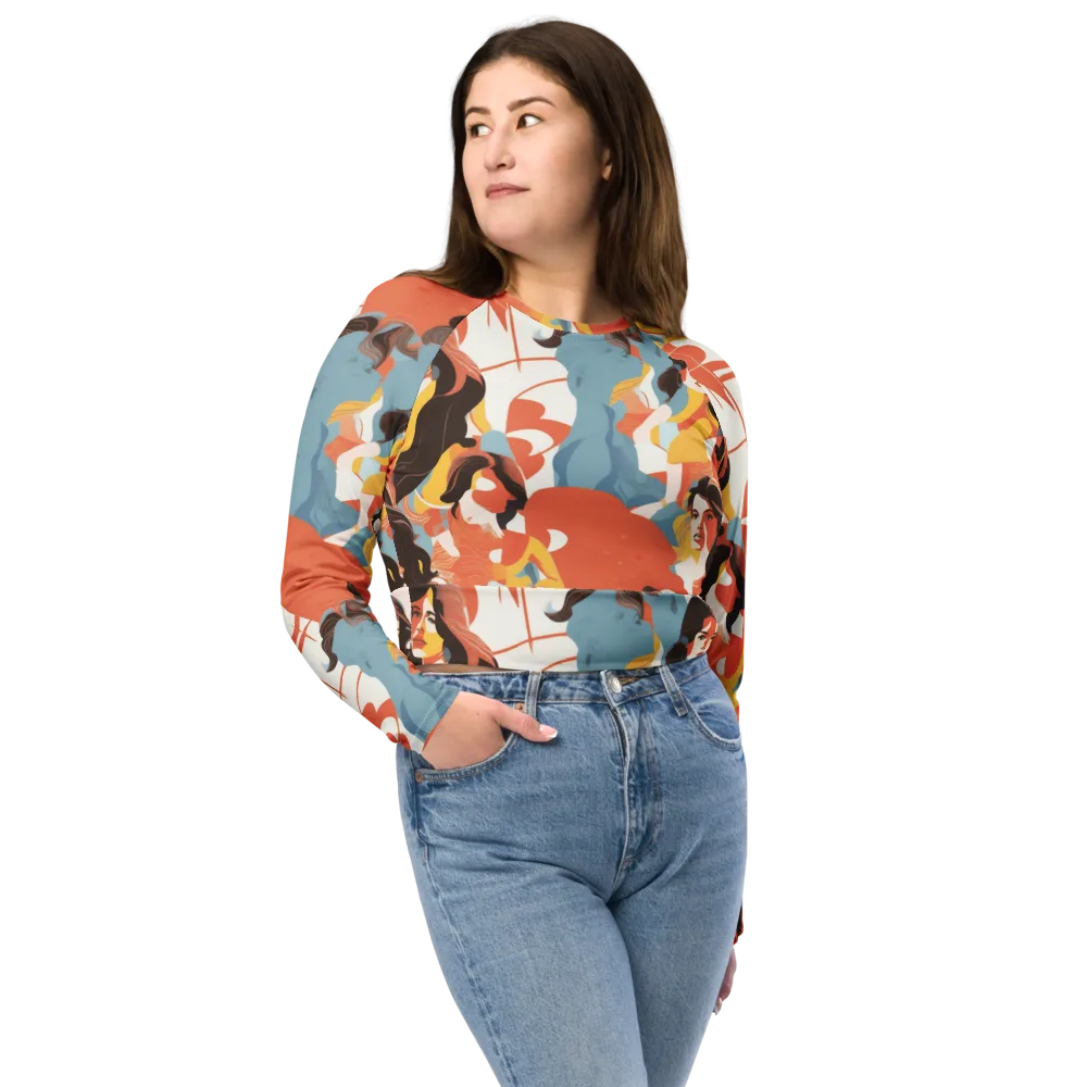 Coral Cabaret on Long Sleeve Crop Top — Front