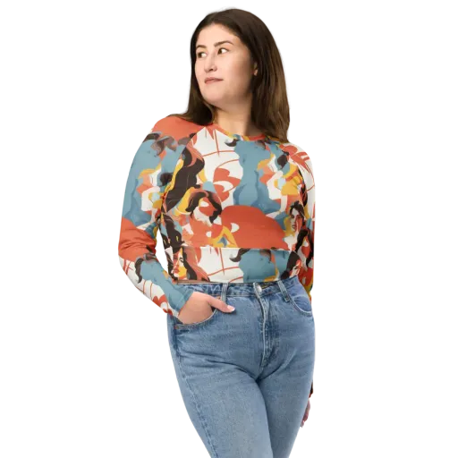 Coral Cabaret on a Long Sleeve Crop Top