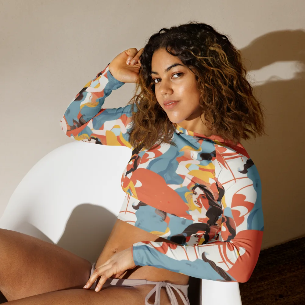 Coral Cabaret on Long Sleeve Crop Top — Left Front