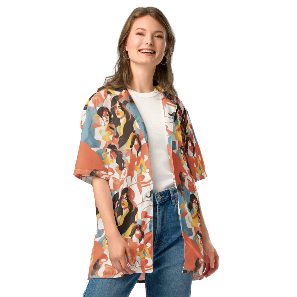 Coral Cabaret on Button Shirt — Front