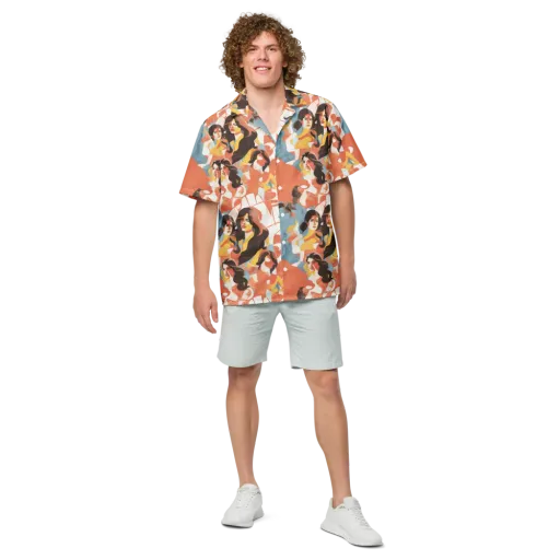 Coral Cabaret on a Button Shirt