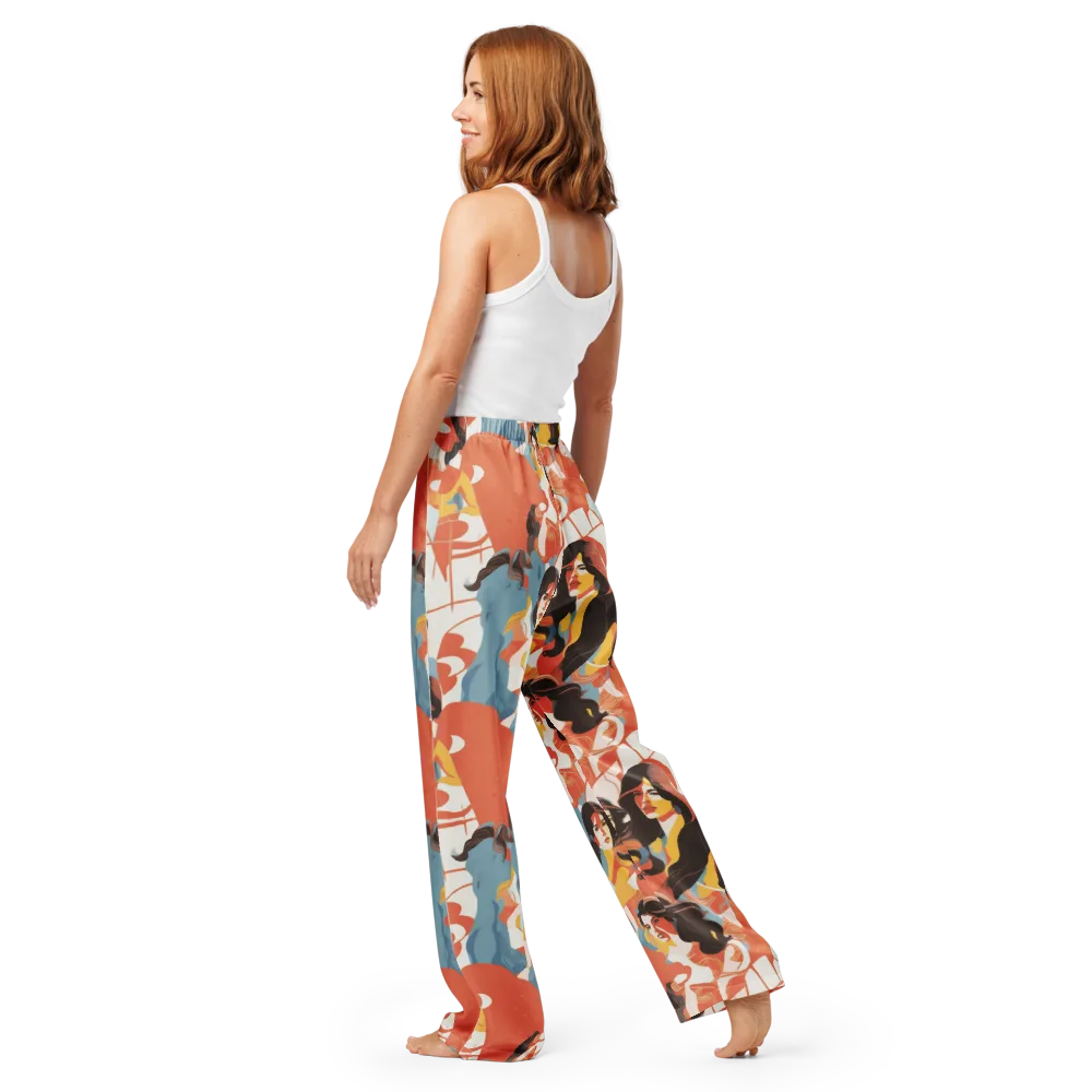 Coral Cabaret on Women's Pajama Pants — Back
