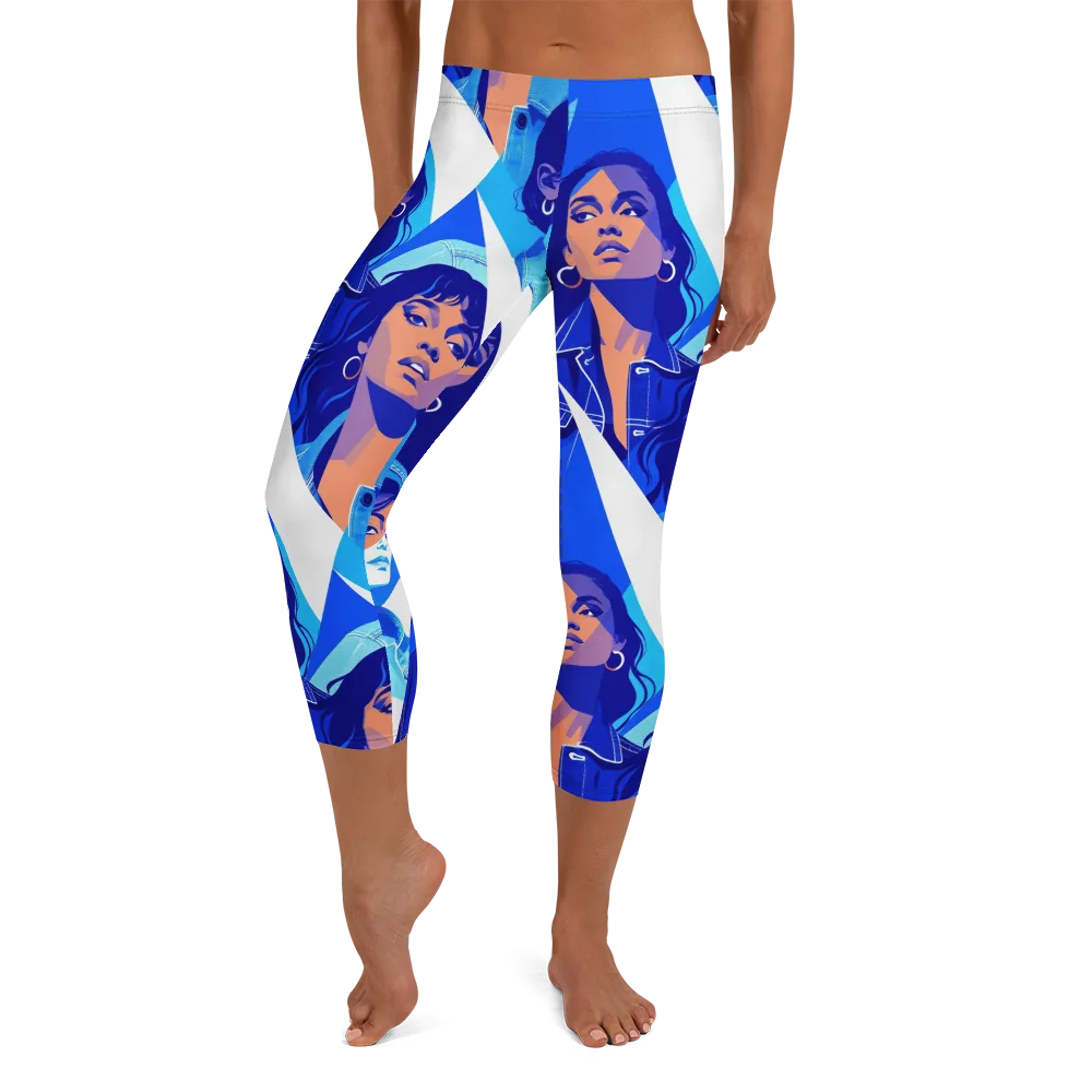 Electric Blue Muse on Capri Leggings — Front