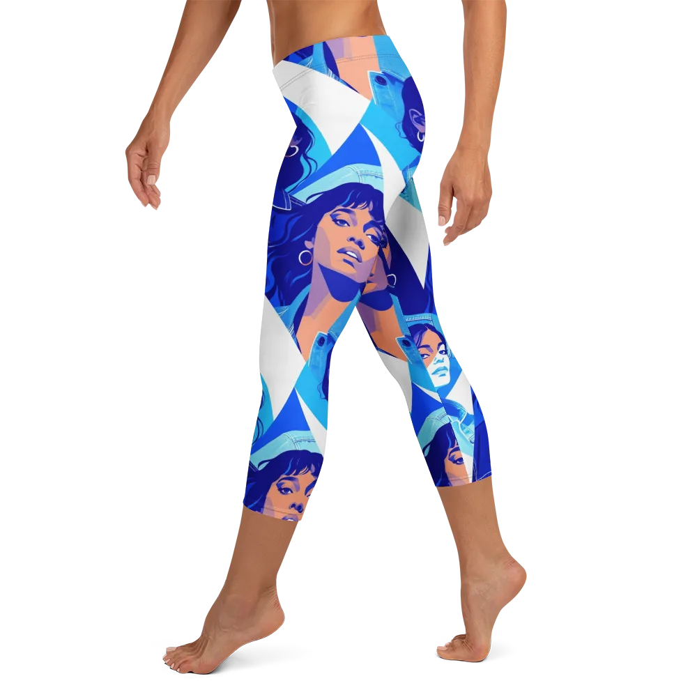 Electric Blue Muse on Capri Leggings — Left