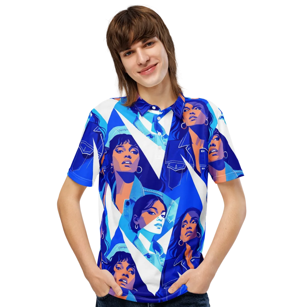 Electric Blue Muse on Men's Slim Fit Polo Shirt — Front