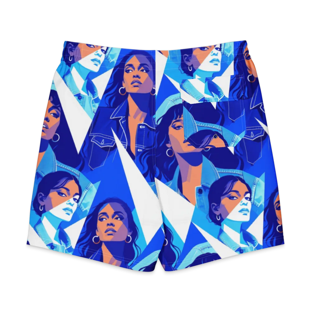 Electric Blue Muse on Men's Board Shorts — Back