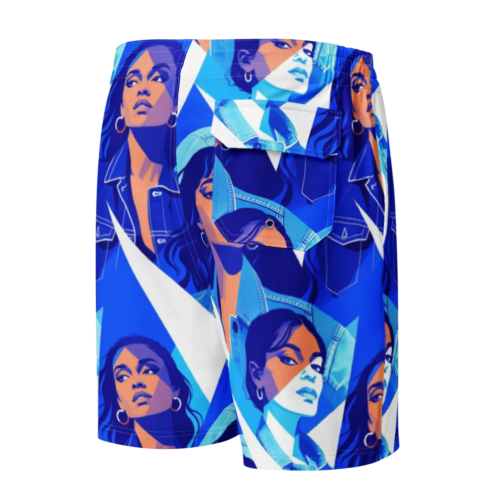 Electric Blue Muse on Men's Board Shorts — Back