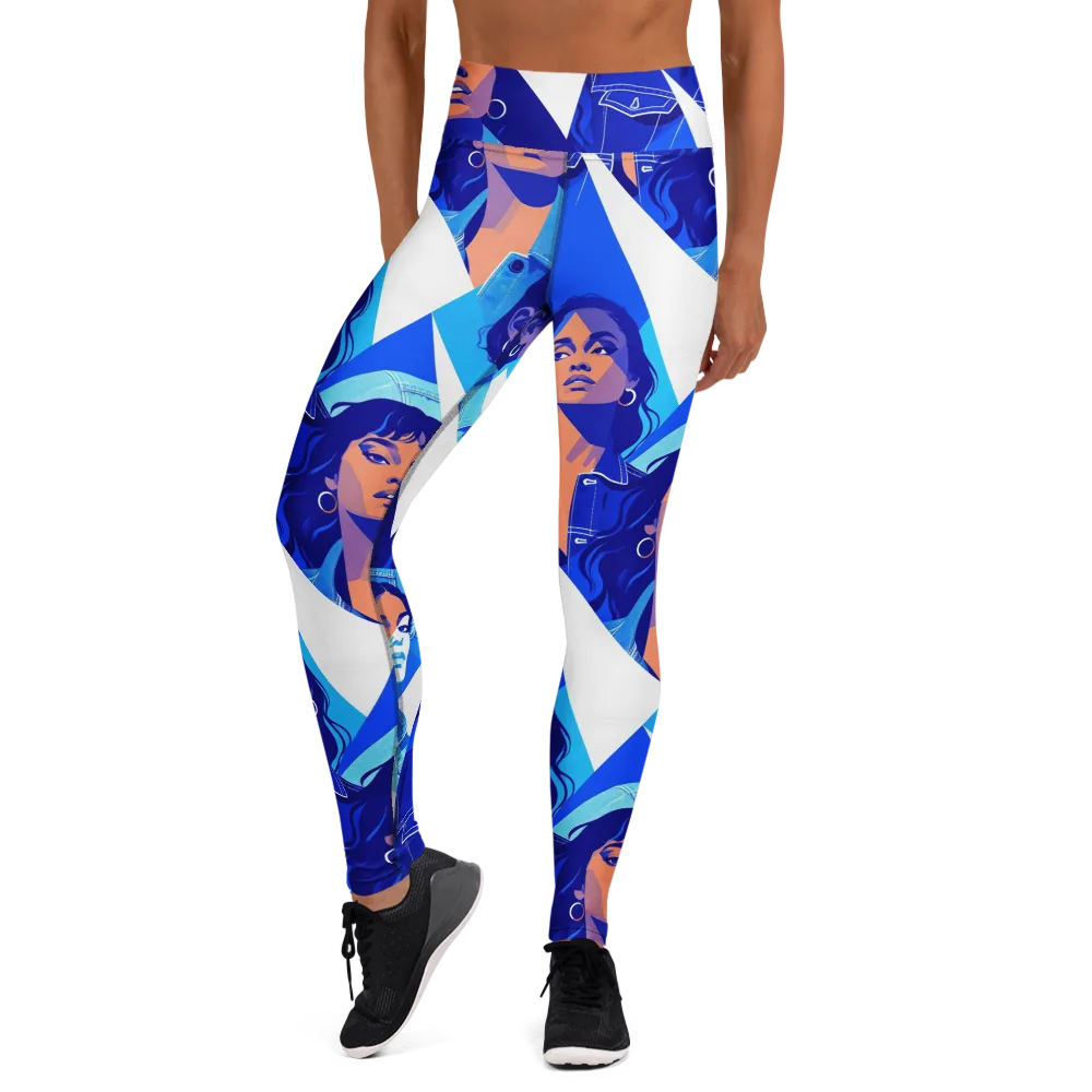 Electric Blue Muse on Yoga Leggings — Front