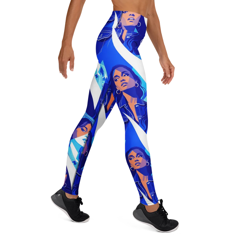 Electric Blue Muse on Yoga Leggings — Right