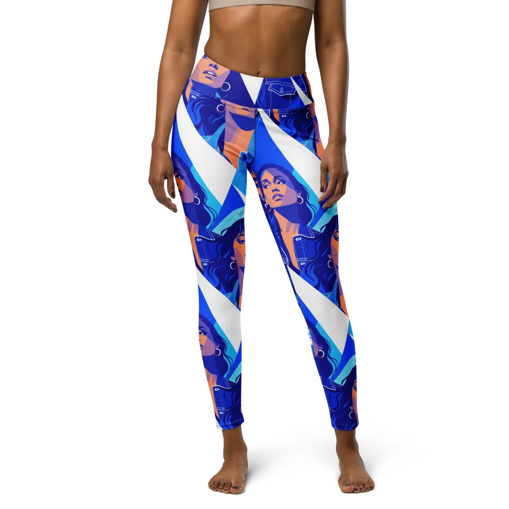 Electric Blue Muse on Yoga Leggings — Front
