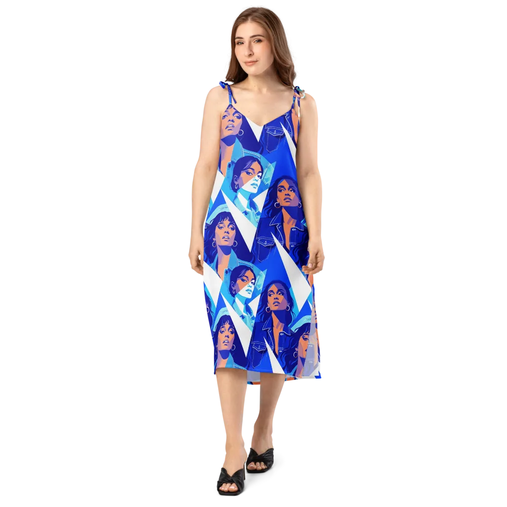 Electric Blue Muse on Slip Dress — Front