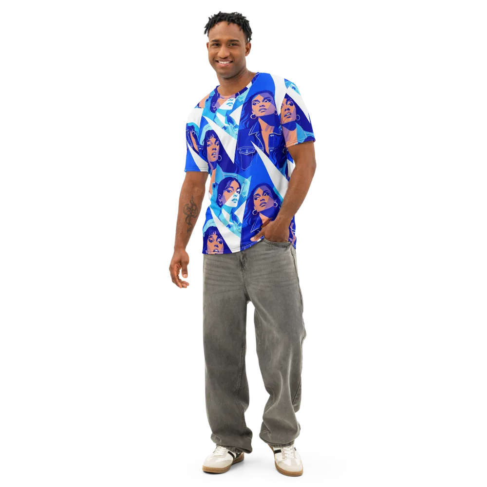 Electric Blue Muse on Men's Cotton Crew Neck T-Shirt — Front