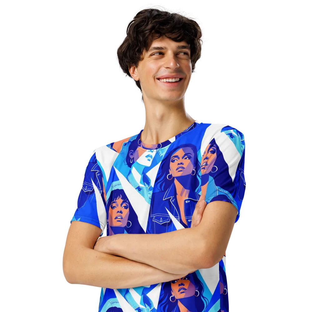 Electric Blue Muse on Men's Crew Neck T-Shirt — Left Front