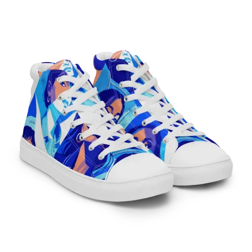 Electric Blue Muse on a Men's High Top Canvas Shoes