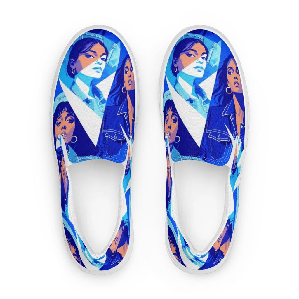 Electric Blue Muse on Men's Slip-On Canvas Shoes — Front