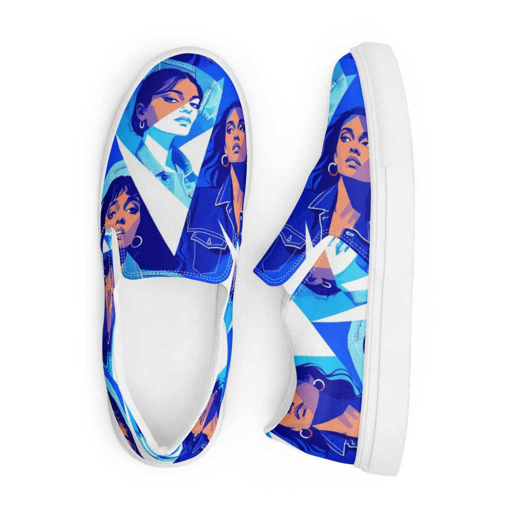 Electric Blue Muse on Men's Slip-On Canvas Shoes — Front