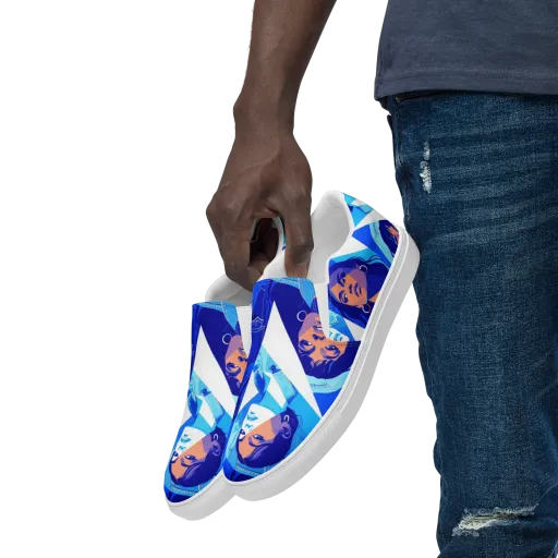 Electric Blue Muse on a Men's Slip-On Canvas Shoes