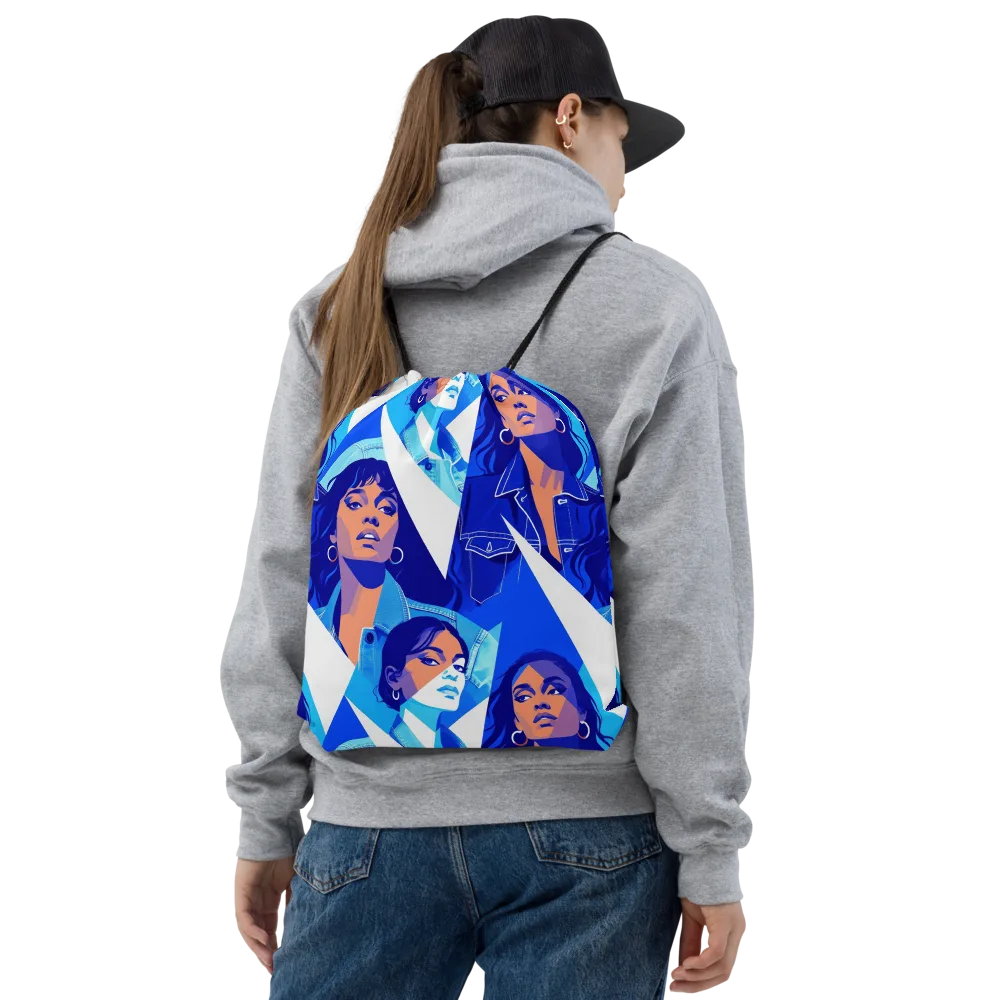 Electric Blue Muse on Drawstring Bag — Front