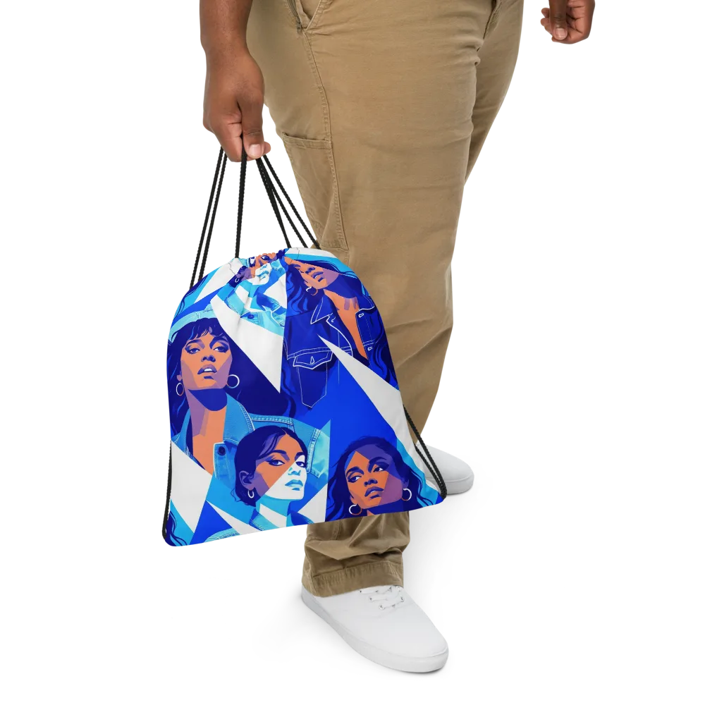 Electric Blue Muse on Drawstring Bag — Front