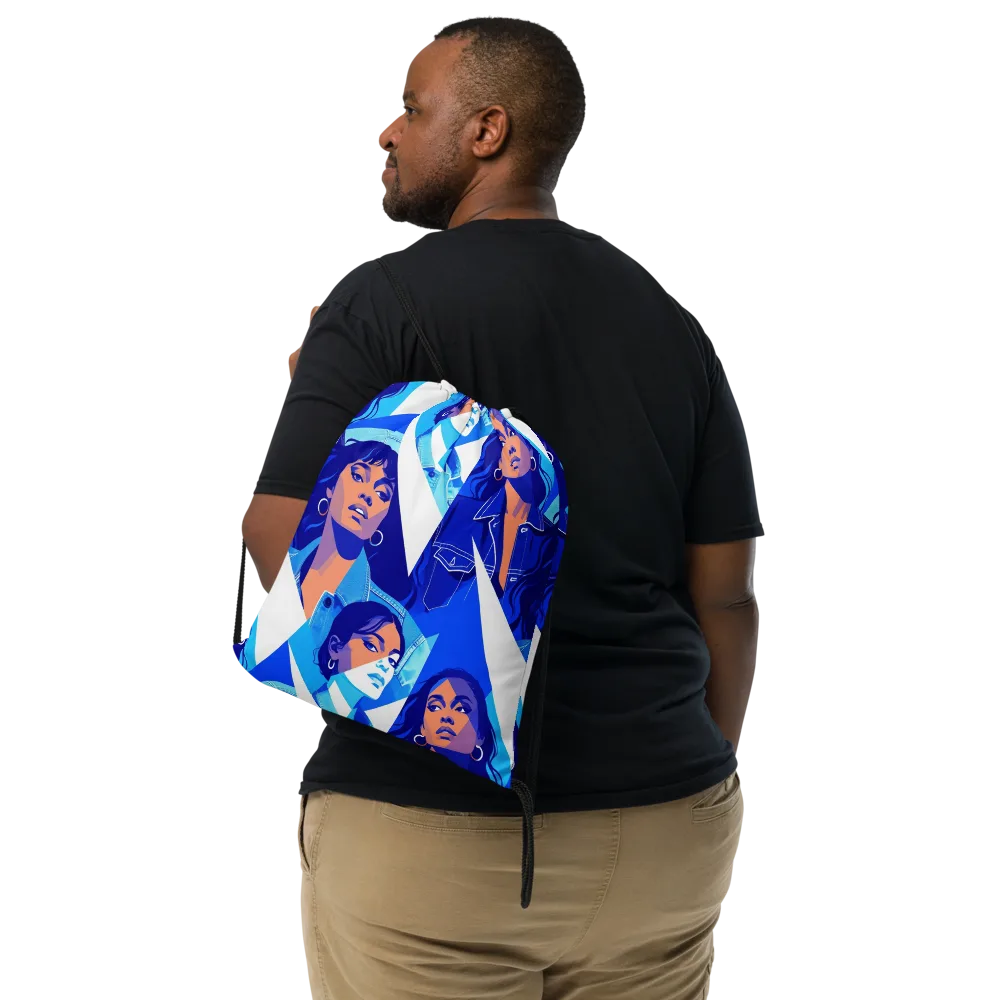 Electric Blue Muse on Drawstring Bag — Front