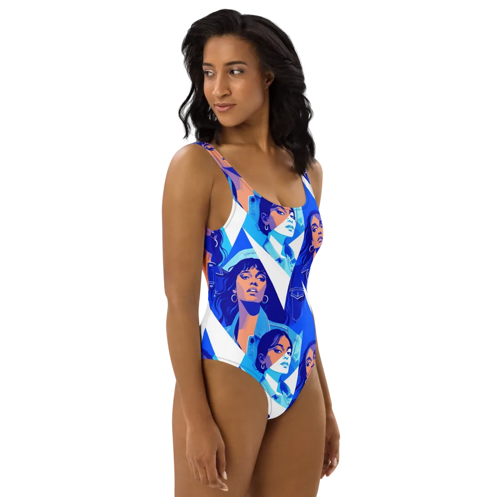 Electric Blue Muse on One-Piece Swimsuit — Right