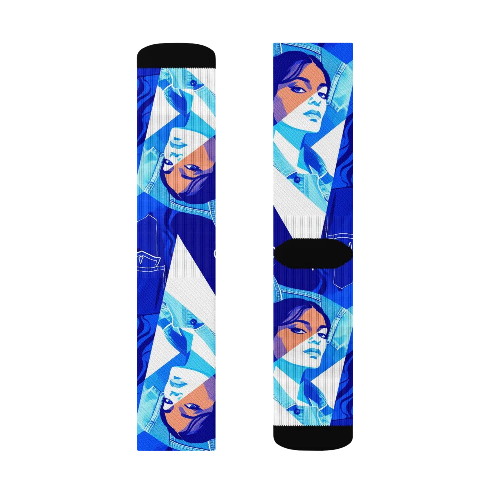 Electric Blue Muse on Socks — Left Sock