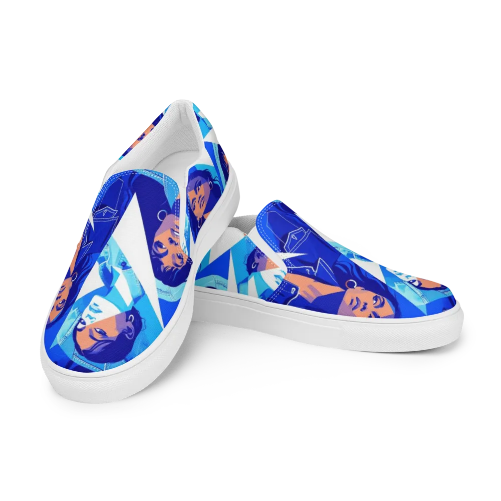 Electric Blue Muse on Women's Slip-On Canvas Shoes — Left Front