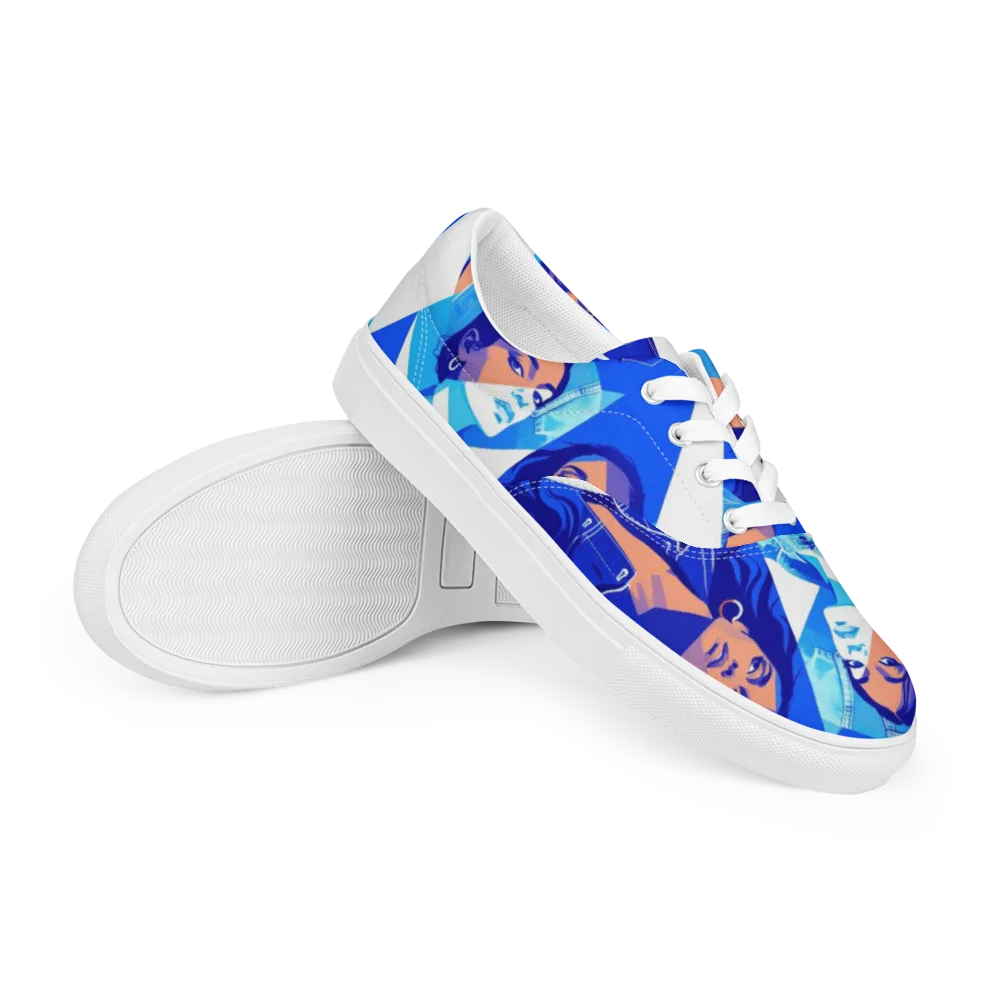 Electric Blue Muse on Men's Lace-Up Canvas Shoes — Right Front