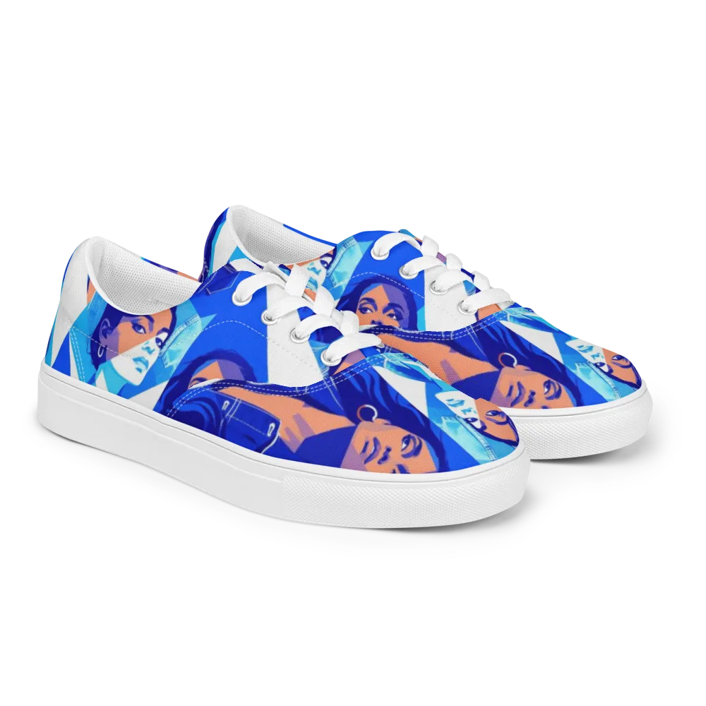 Electric Blue Muse on Men's Lace-Up Canvas Shoes — Right Front