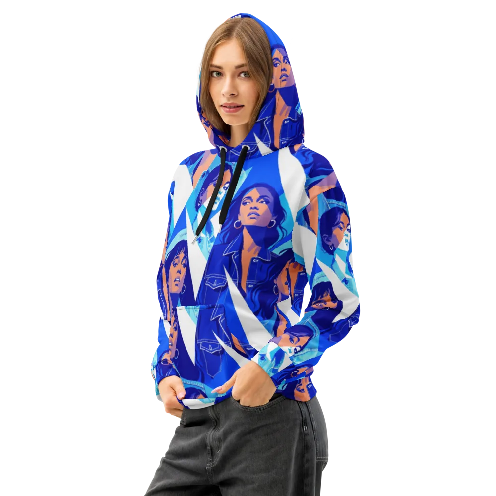Electric Blue Muse on Cotton Hoodie — Left Front
