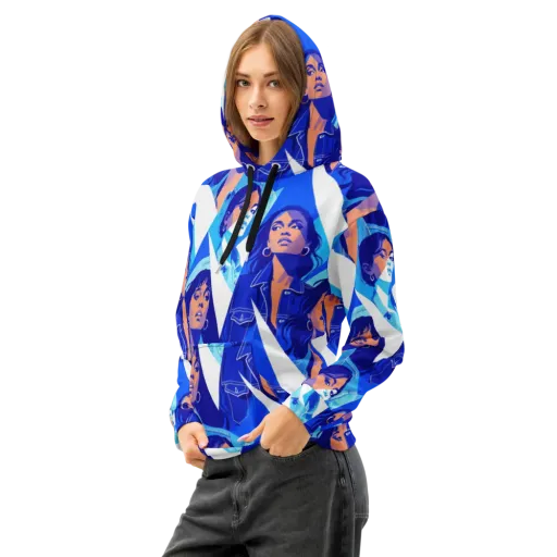 Electric Blue Muse on a Cotton Hoodie