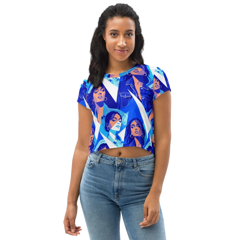 Electric Blue Muse on Crop Tee — Front