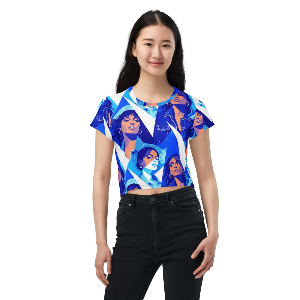 Electric Blue Muse on Crop Tee — Front