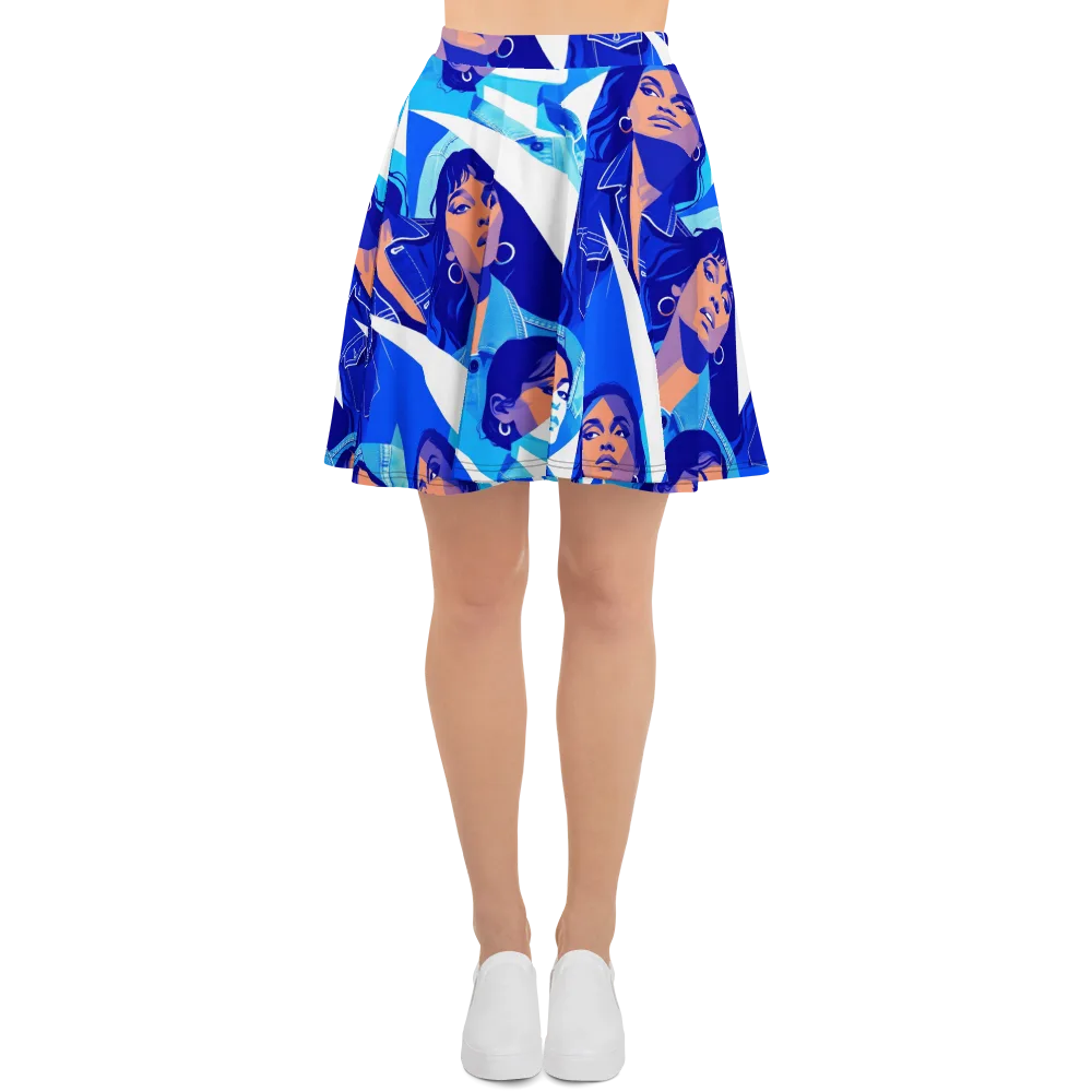 Electric Blue Muse on Skater Skirt — Front