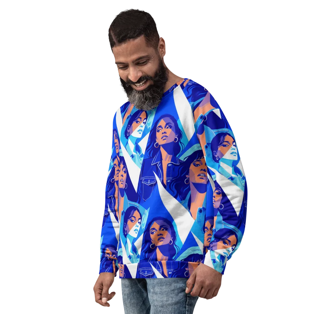 Electric Blue Muse on Sweatshirt — Left Front